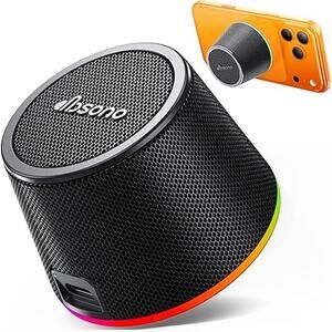 Portable Bluetooth Speaker with Color Light Phone Stand - Black